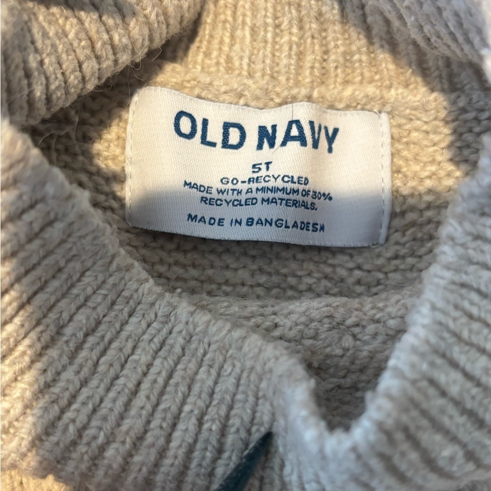 Old Navy Oatmeal Toddler Mock Neck Knit Sweater - Picture 5 of 6